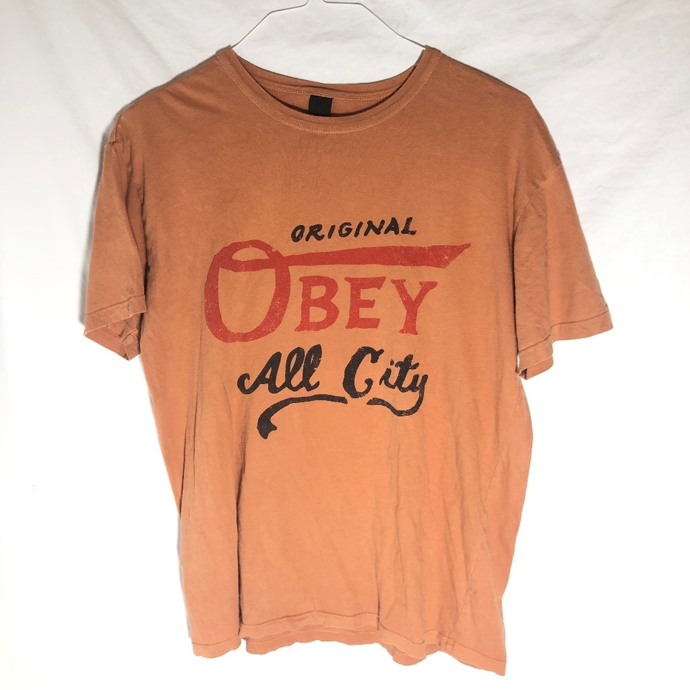 Orange Obey All City T Shirt Tee M Shortsleeve SS